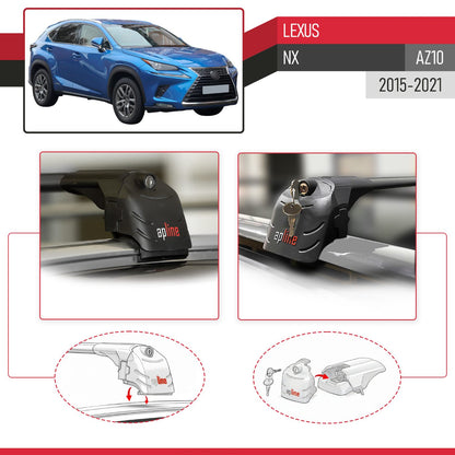 Compatible con Lexus NX (AZ10) 2015-2021 ACE-2 Barras de Techo Auto Portaequipajes Barras Transversales Negro Aluminio 2 Barras