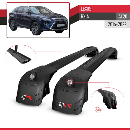 Compatible con Lexus RX 4 (AL20) 2016-2022 ACE-2 Barras de Techo Auto Portaequipajes Barras Transversales Negro Aluminio 2 Barras