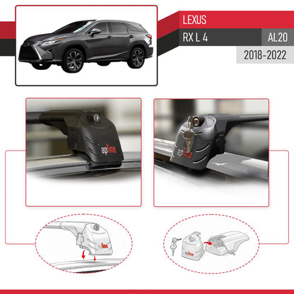 Compatible con Lexus RX 4 L (AL20) 2018-2022 ACE-2 Barras de Techo Auto Portaequipajes Barras Transversales Negro Aluminio 2 Barras