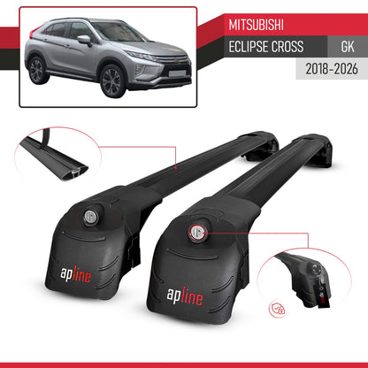 Compatible con Mitsubishi Eclipse Cross (GK) 2018-2025 ACE-2 Barras de Techo Auto Portaequipajes Barras Transversales Negro Aluminio 2 Barras