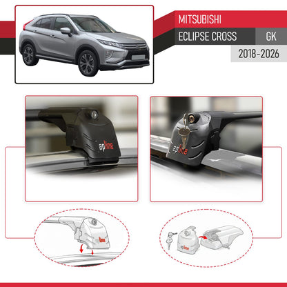 Compatible con Mitsubishi Eclipse Cross (GK) 2018-2025 ACE-2 Barras de Techo Auto Portaequipajes Barras Transversales Negro Aluminio 2 Barras