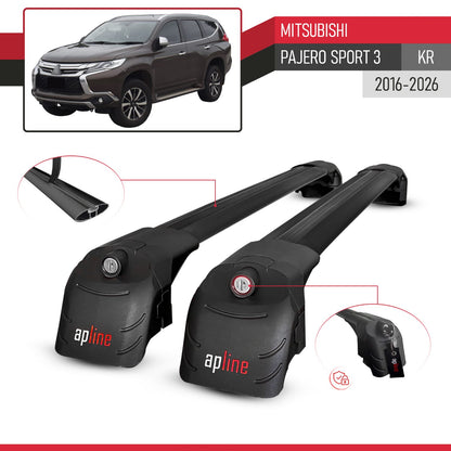 Compatible con Mitsubishi Pajero Sport 3 2016-2025 ACE-2 Barras de Techo Auto Portaequipajes Barras Transversales Negro Aluminio 2 Barras