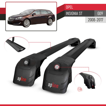 Compatible con Opel Insignia (G09) ST 2009-2017 ACE-2 Barras de Techo Auto Portaequipajes Barras Transversales Negro Aluminio 2 Barras