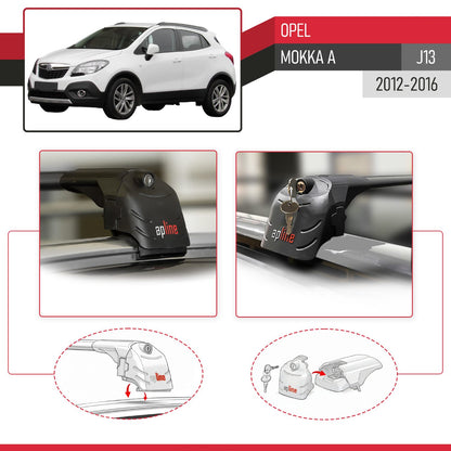 Compatible con Opel Mokka A (J13) 2012-2016 ACE-2 Barras de Techo Auto Portaequipajes Barras Transversales Negro Aluminio 2 Barras
