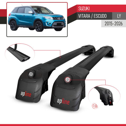 Compatible con Suzuki Vitara/Escudo (LY) 2015-2025 ACE-2 Barras de Techo Auto Portaequipajes Barras Transversales Negro Aluminio 2 Barras