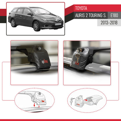 Compatible con Toyota Auris 2 (E180) Touring Sports 2013-2018 ACE-2 Barras de Techo Auto Portaequipajes Barras Transversales Negro Aluminio 2 Barras