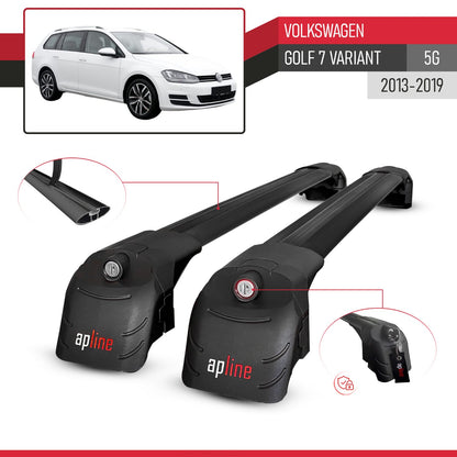 Compatible con Volkswagen Golf 7 (5G) Variant 2013-2019 ACE-2 Barras de Techo Auto Portaequipajes Barras Transversales Negro Aluminio 2 Barras