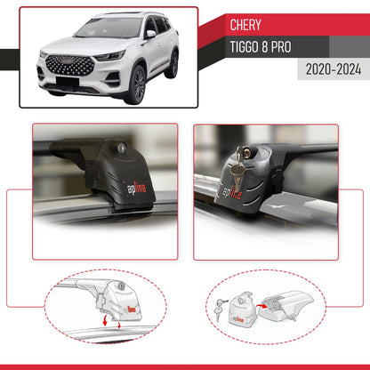 Compatible con Chery Tiggo 8 Pro 2020-2023 ACE-2 Barras de Techo Auto Portaequipajes Barras Transversales Negro Aluminio 2 Barras