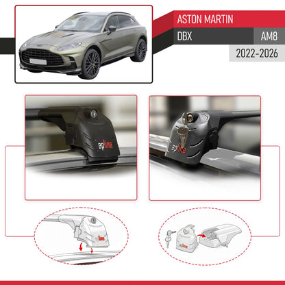 Compatible con Aston Martin (DBX707) 2022-2025 ACE-2 Barras de Techo Auto Portaequipajes Barras Transversales Negro Aluminio 2 Barras