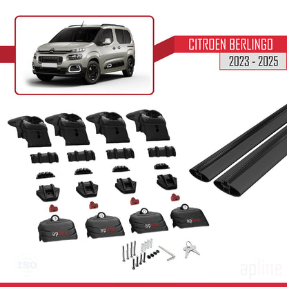 Compatibile con Citroen Berlingo 3 (K9) 2023-2025 ACE-2 Barre portatutto per auto Portapacchi in alluminio nero 2 barre