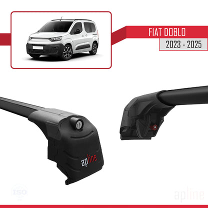 Compatibile con Fiat Doblo 3 2023-2025 ACE-2 Barre Portatutto Railing Portapacchi Auto Alluminio Nero 2 Barre