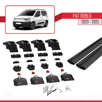 Compatibile con Fiat Doblo 3 2023-2025 ACE-2 Barre Portatutto Railing Portapacchi Auto Alluminio Nero 2 Barre
