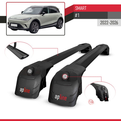 Compatible con Smart #1 2022-2024 ACE-2 Barras de Techo Auto Portaequipajes Barras Transversales Negro Aluminio 2 Barras