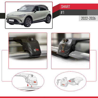 Compatible con Smart #1 2022-2024 ACE-2 Barras de Techo Auto Portaequipajes Barras Transversales Negro Aluminio 2 Barras