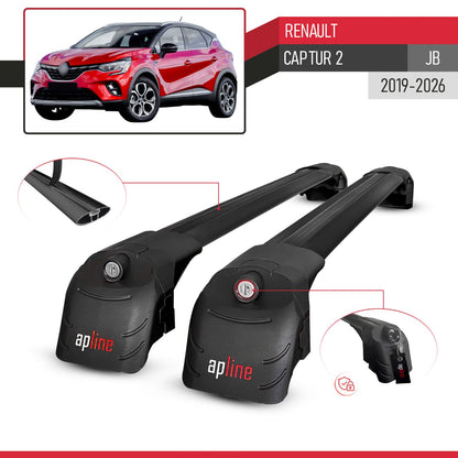 Compatible con Renault Captur 2 2019-2025 ACE-2 Barras de Techo Auto Portaequipajes Barras Transversales Negro Aluminio 2 Barras