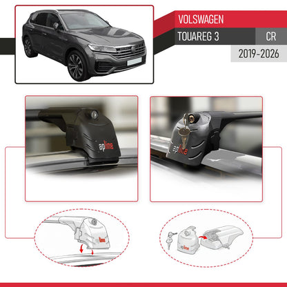 Compatible con Volkswagen Touareg 3 (CR) 2019-2025 ACE-2 Barras de Techo Auto Portaequipajes Barras Transversales Negro Aluminio 2 Barras