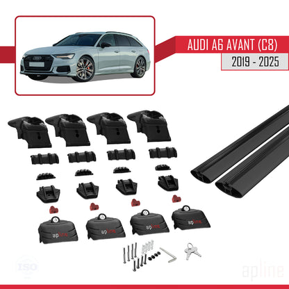Compatibile con A6 (C8) Avant 2019-2025 ACE-2 Barre portatutto per auto Portapacchi Alluminio nero 2 barre
