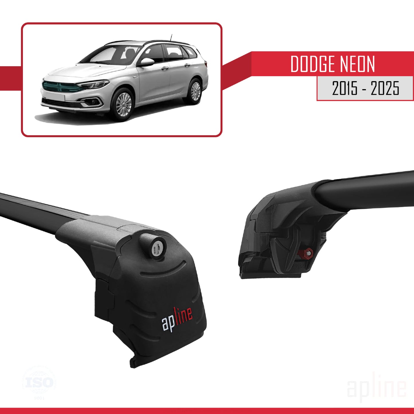 Compatibile con Dodge Neon 2015-2025 ACE-2 Barre portatutto per auto Portapacchi in alluminio nero 2 barre