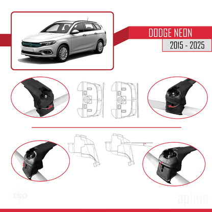 Compatibile con Dodge Neon 2015-2025 ACE-2 Barre portatutto per auto Portapacchi in alluminio nero 2 barre