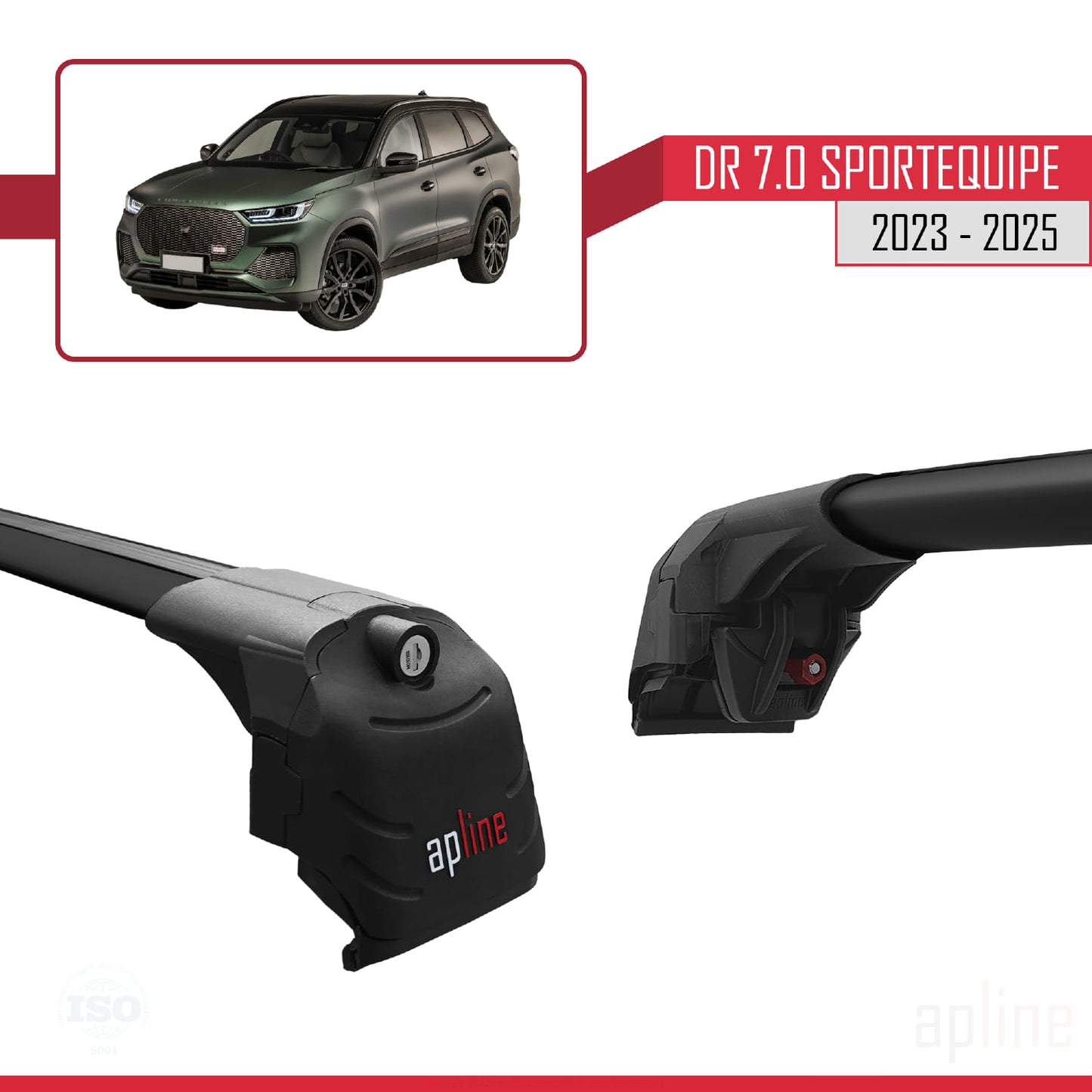Compatibile con DR 7.0 Sportequipe 7 (It) 2023-2025 ACE-2 Barre portatutto Portapacchi per auto Alluminio nero 2 barre