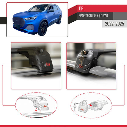 Compatible con DR 7.0 Sportequipe 7 (It) 2023-2025 ACE-2 Barras de Techo Auto Portaequipajes Barras Transversales Negro Aluminio 2 Barras