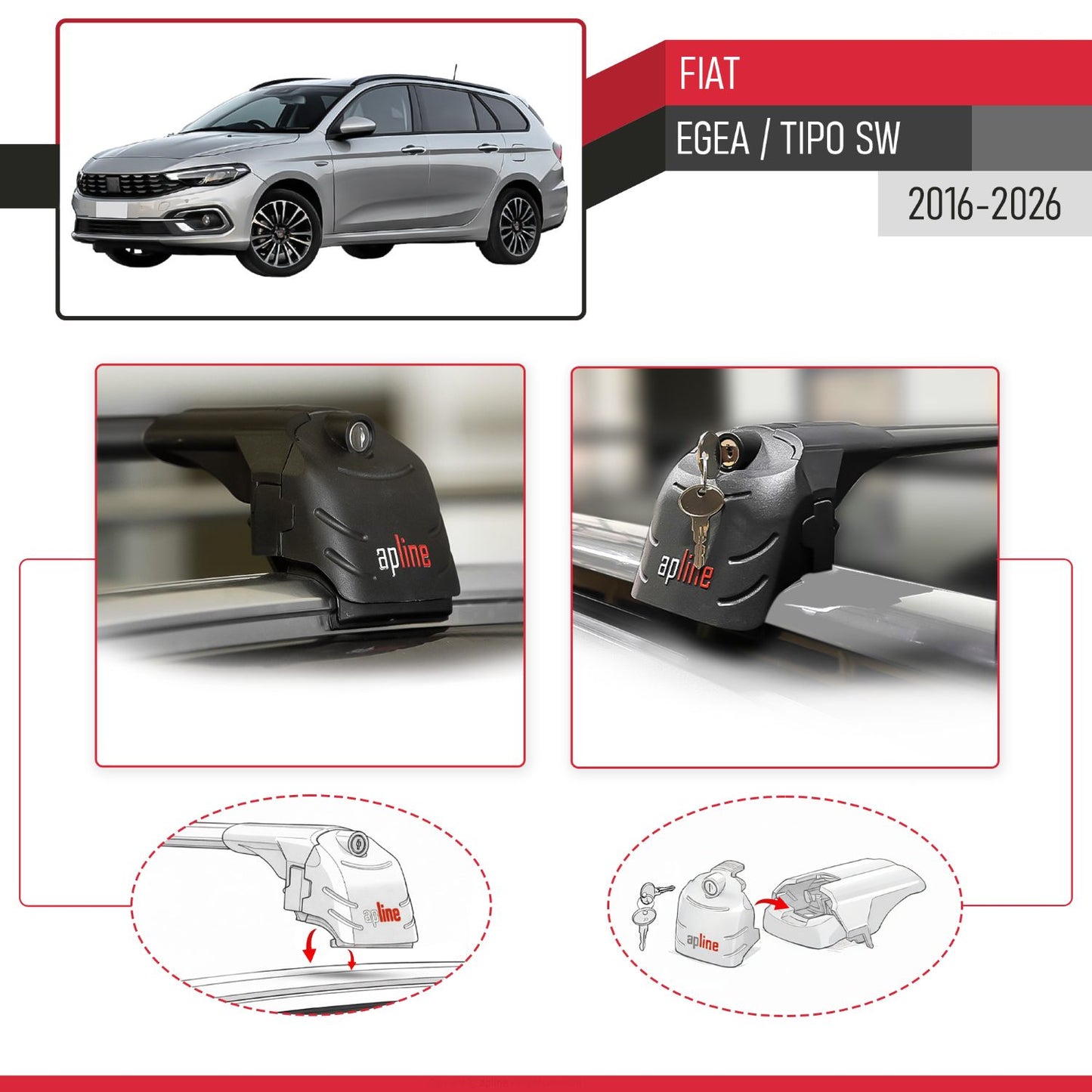Compatible con Fiat Egea Familiar 2016-2025 ACE-2 Barras de Techo Auto Portaequipajes Barras Transversales Negro Aluminio 2 Barras