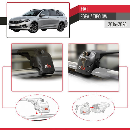 Compatible con Fiat Egea Familiar 2016-2025 ACE-2 Barras de Techo Auto Portaequipajes Barras Transversales Negro Aluminio 2 Barras