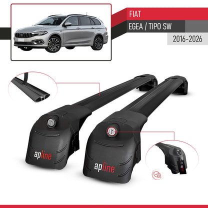 Compatible con Fiat Egea Familiar 2016-2025 ACE-2 Barras de Techo Auto Portaequipajes Barras Transversales Negro Aluminio 2 Barras