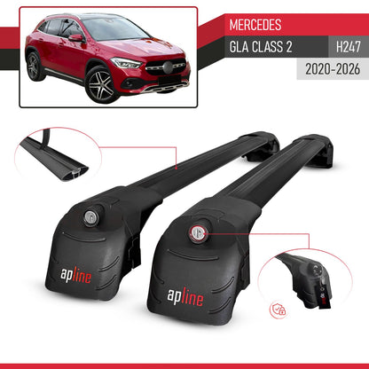 Compatible con Mercedes Clase GLA 2 (H247) 2020-2025 ACE-2 Barras de Techo Auto Portaequipajes Barras Transversales Negro Aluminio 2 Barras