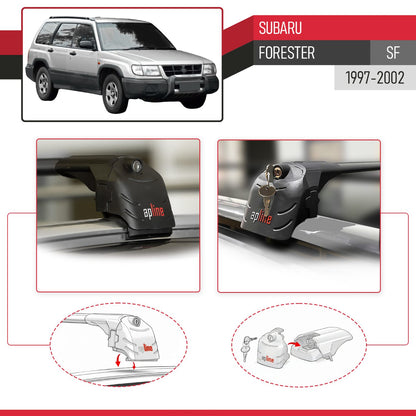 Compatible con Subaru Forester (SF) 1997-2002 ACE-2 Barras de Techo Auto Portaequipajes Barras Transversales Negro Aluminio 2 Barras
