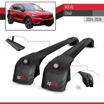 Compatible con Volvo XC40 (Elektrik) 2020-2025 ACE-2 Barras de Techo Auto Portaequipajes Barras Transversales Negro Aluminio 2 Barras