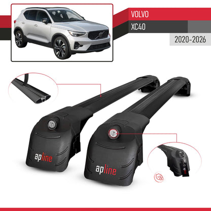 Compatible con Volvo XC40 (Hibrit) 2020-2025 ACE-2 Barras de Techo Auto Portaequipajes Barras Transversales Negro Aluminio 2 Barras