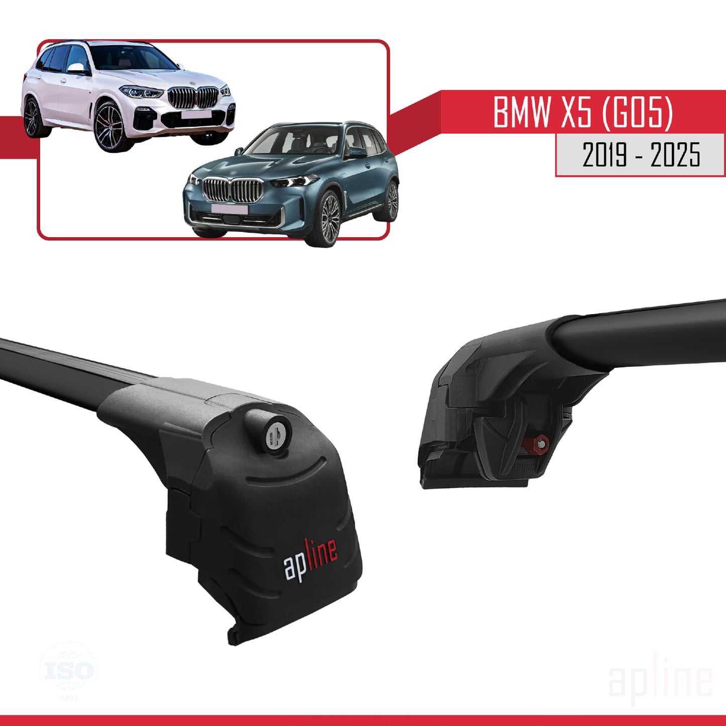 Compatibile con BMW X5 (G05) 2019-2025 Barre portatutto ACE-2 per auto, barre portatutto in alluminio nero, 2 barre