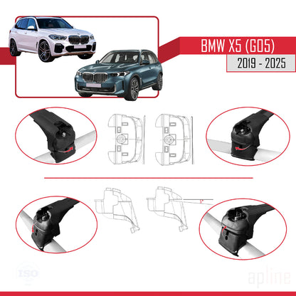 Compatibile con BMW X5 (G05) 2019-2025 Barre portatutto ACE-2 per auto, barre portatutto in alluminio nero, 2 barre