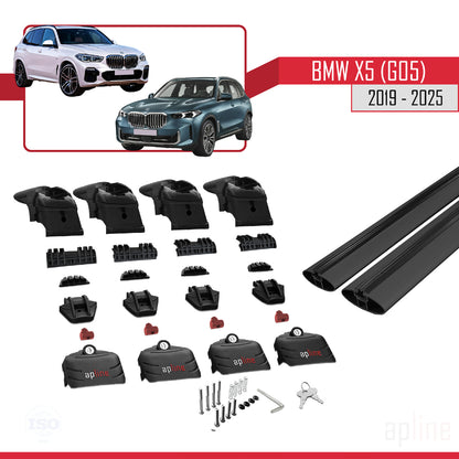 Compatibile con BMW X5 (G05) 2019-2025 Barre portatutto ACE-2 per auto, barre portatutto in alluminio nero, 2 barre