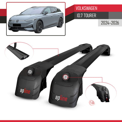 Compatible con Volkswagen ID.7 Tourer 2024-2025 ACE-2 Barras de Techo Auto Portaequipajes Barras Transversales Negro Aluminio 2 Barras