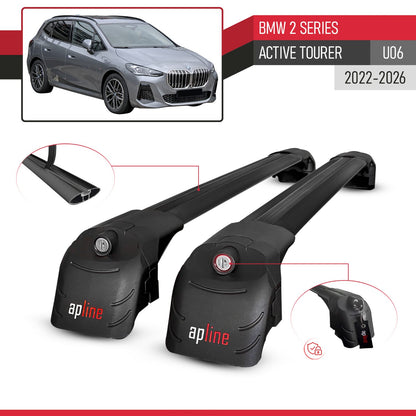 Compatible con BMW 2 Series Active Tourer 2022-2024 ACE-2 Barras de Techo Auto Portaequipajes Barras Transversales Negro Aluminio 2 Barras