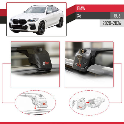 Compatible con BMW X6 (G06) 2020-2025 ACE-2 Barras de Techo Auto Portaequipajes Barras Transversales Negro Aluminio 2 Barras