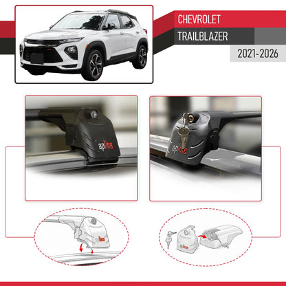 Compatible con Chevrolet Trailblazer 2021-2024 ACE-2 Barras de Techo Auto Portaequipajes Barras Transversales Negro Aluminio 2 Barras