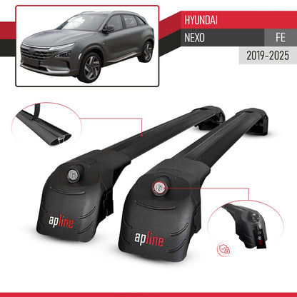 Compatible con Hyundai Nexo 2019-2023 ACE-2 Barras de Techo Auto Portaequipajes Barras Transversales Negro Aluminio 2 Barras