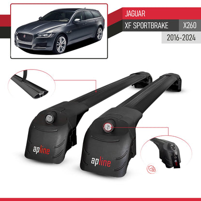Compatible con Jaguar XF S 2018-2024 ACE-2 Barras de Techo Auto Portaequipajes Barras Transversales Negro Aluminio 2 Barras
