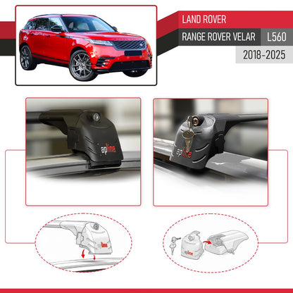Compatible con Land Rover Range Rover Velar 2018-2024 ACE-2 Barras de Techo Auto Portaequipajes Barras Transversales Negro Aluminio 2 Barras