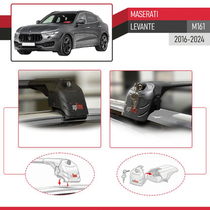 Compatible con Maserati Levante 2017-2024 ACE-2 Barras de Techo Auto Portaequipajes Barras Transversales Negro Aluminio 2 Barras