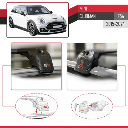 Compatible con Mini Clubman F54 2016-2024 ACE-2 Barras de Techo Auto Portaequipajes Barras Transversales Negro Aluminio 2 Barras