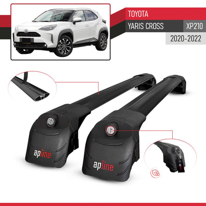 Compatible con Toyota Yaris Cross 2020-2025 ACE-2 Barras de Techo Auto Portaequipajes Barras Transversales Negro Aluminio 2 Barras