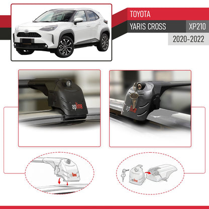 Compatible con Toyota Yaris Cross 2020-2025 ACE-2 Barras de Techo Auto Portaequipajes Barras Transversales Negro Aluminio 2 Barras