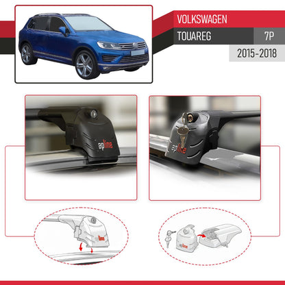 Compatible con VW Touareg 2015-2018 ACE-2 Barras de Techo Auto Portaequipajes Barras Transversales Negro Aluminio 2 Barras