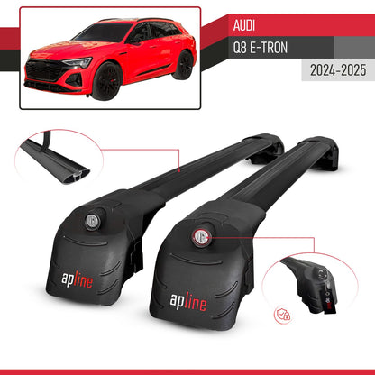 Compatible con Audi Q8 e-Tron 2024-2025 ACE-2 Barras de Techo Auto Portaequipajes Barras Transversales Negro Aluminio 2 Barras