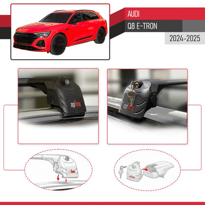Compatible con Audi Q8 e-Tron 2024-2025 ACE-2 Barras de Techo Auto Portaequipajes Barras Transversales Negro Aluminio 2 Barras