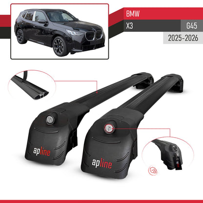 Compatible con BMW X3 (G45) 2025 ACE-2 Barras de Techo Auto Portaequipajes Barras Transversales Negro Aluminio 2 Barras